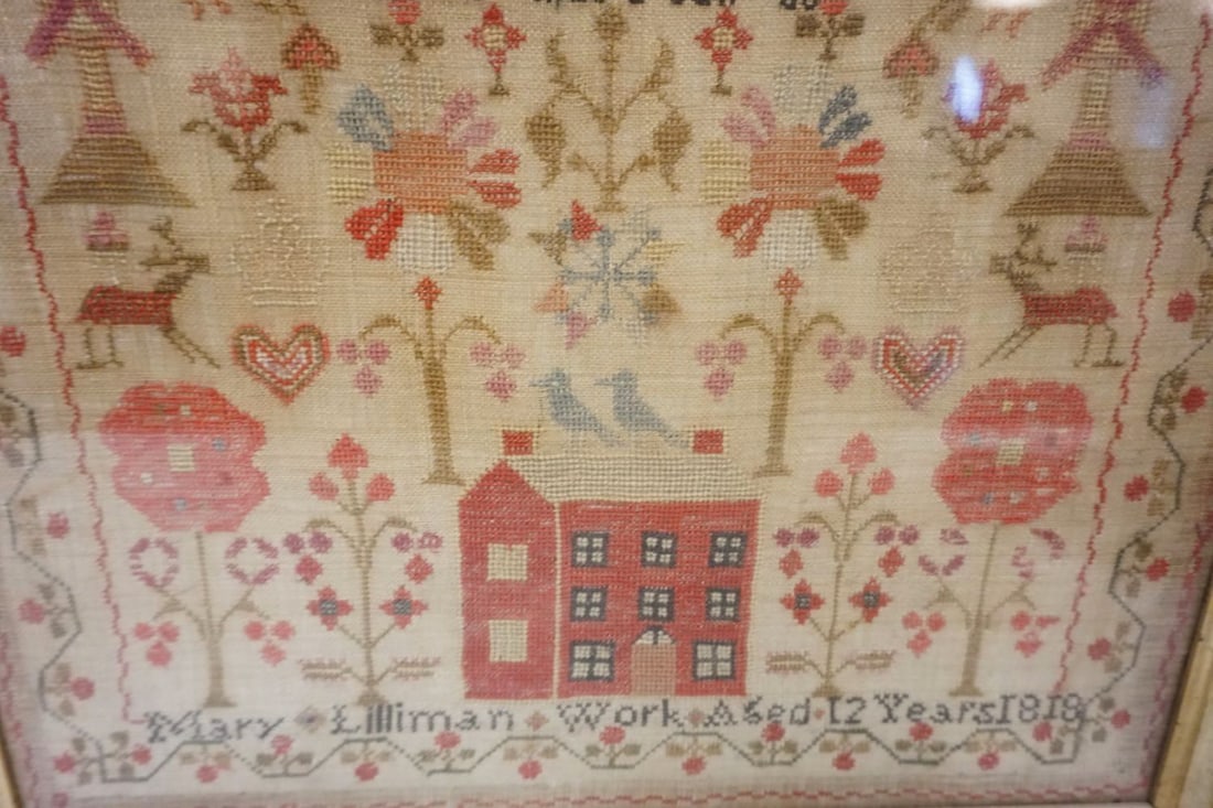ANTIQUE SAMPLER BY MARY LILLIMAN 12 YEARS OLD DATED 1818 - 4