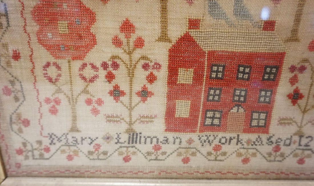 ANTIQUE SAMPLER BY MARY LILLIMAN 12 YEARS OLD DATED 1818 - 5