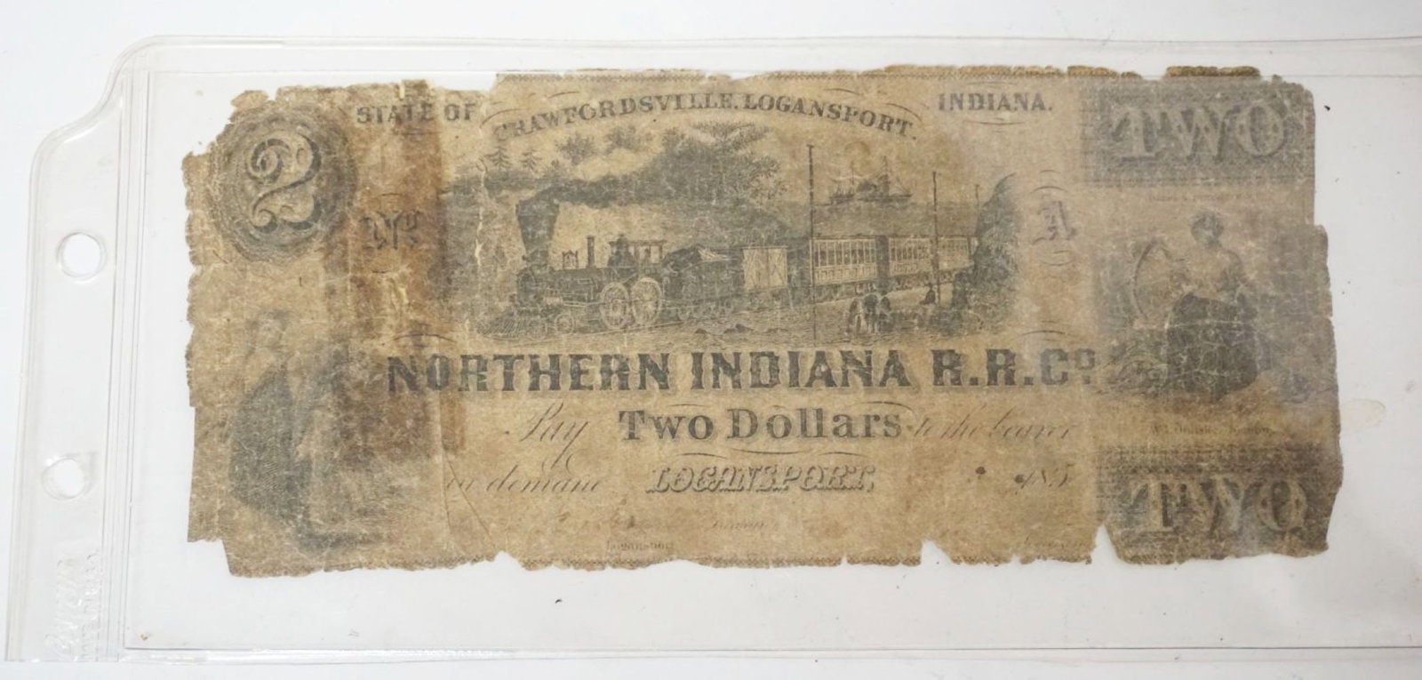 NOTHERN INDIANNA RAILROAD CO 2 DOLLAR BILL (1 of 4)