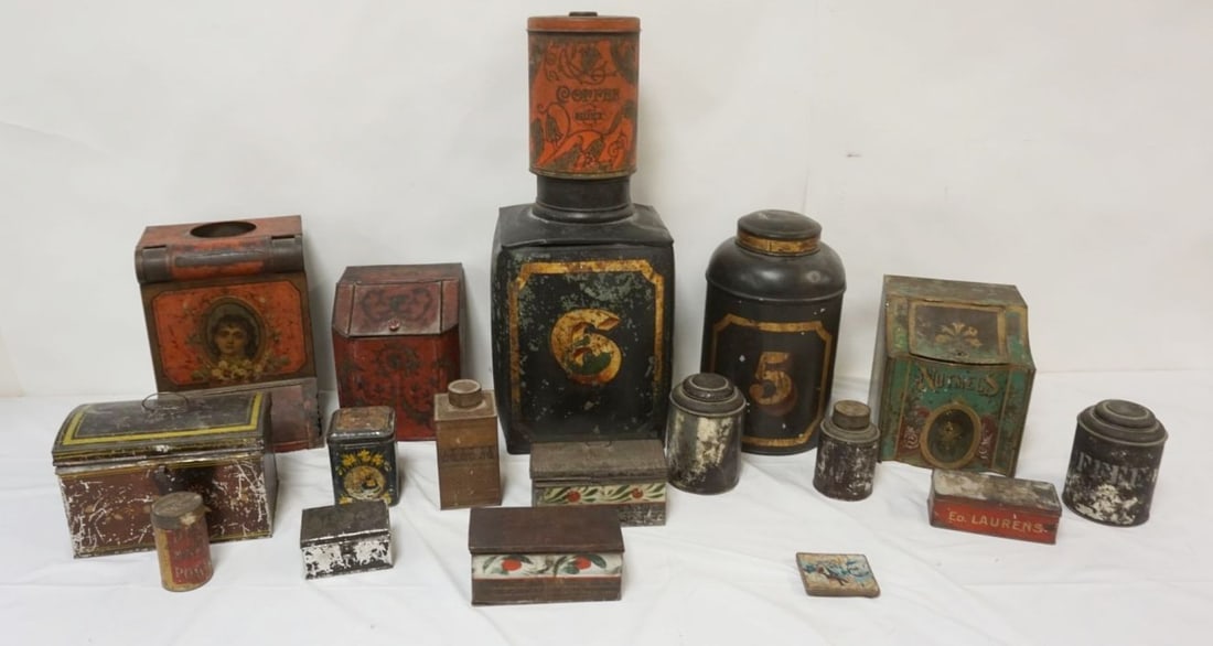 LARGE ASSORTMENT OF ANTIQUE TIN (1 of 8)