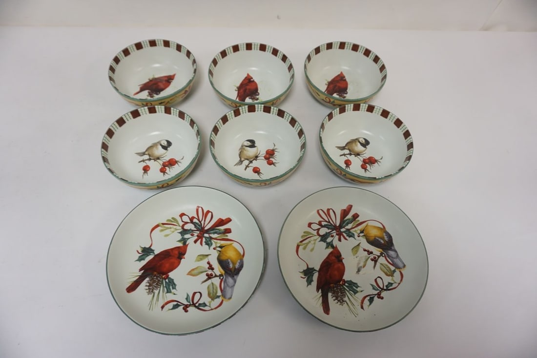 LENOX WINTER GREETINGS BY CATHERINE MCLUNG: LENOX WINTER GREETINGS BY CATHERINE MCLUNG 6-6 3/4 IN BOWLS & 2-9 1/4 IN BOWLS