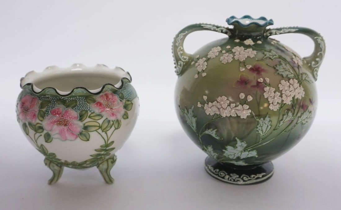 NIPPON MORIAGE DOUBLE HANDLED VASE & FOOTED BOWL (1 of 7)