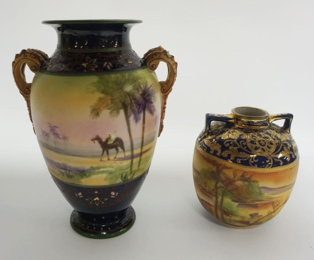 NIPPON MORIAGE DOUBLE HANDLED VASES (1 of 8)
