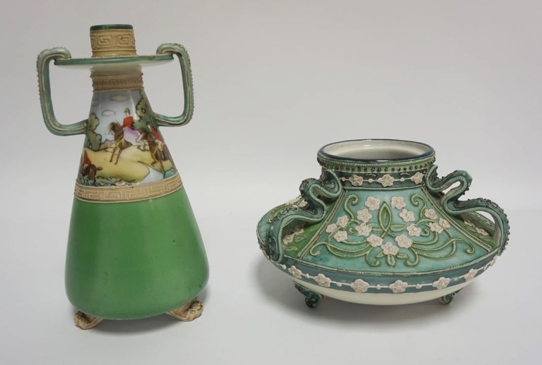 NIPPON MORIAGE CANDLESTICK & FROSTED BOWL (1 of 9)