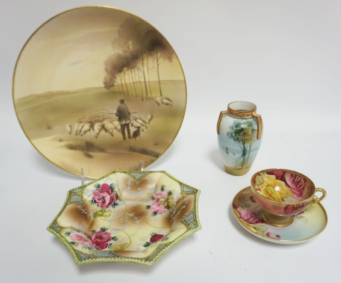 GROUP OF ASSORTED HAND PAINTED NIPPON (1 of 6)
