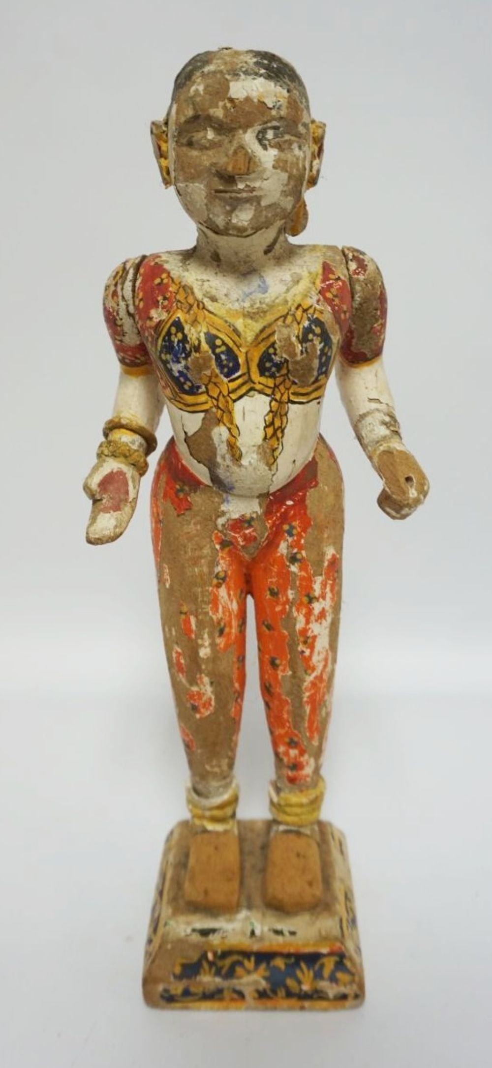 CARVED WOOD & POLYCHROME DECORATED FIGURE (1 of 7)