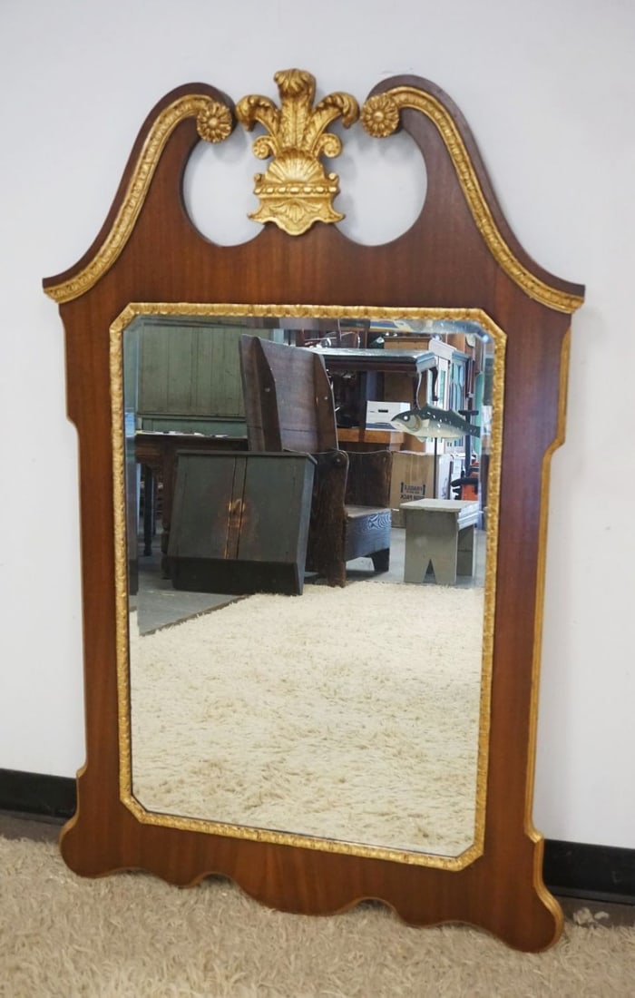 ORNATE MAHOGANY BEVELED EDGE MIRROR (1 of 4)