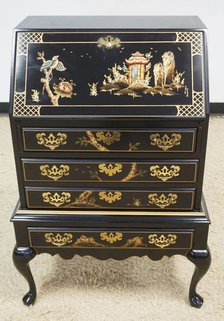 JASPER CHINOISERIE SLANT FRONT SECRETARY (1 of 6)