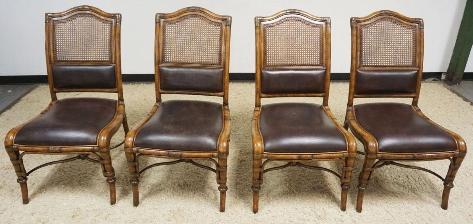 BENTWOOD UPHOLSTERED CANE BACK SIDE CHAIRS (1 of 4)