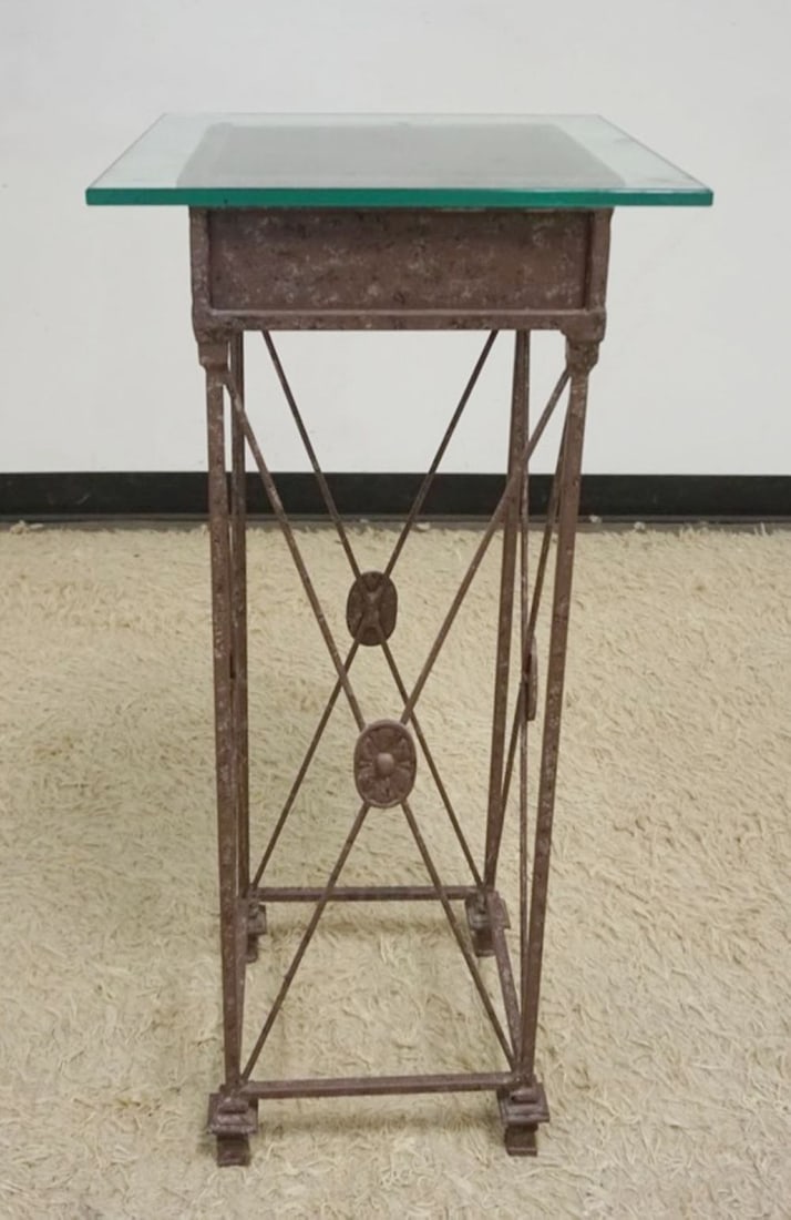 GLASS TOP METAL PEDISTAL STAND (1 of 3)