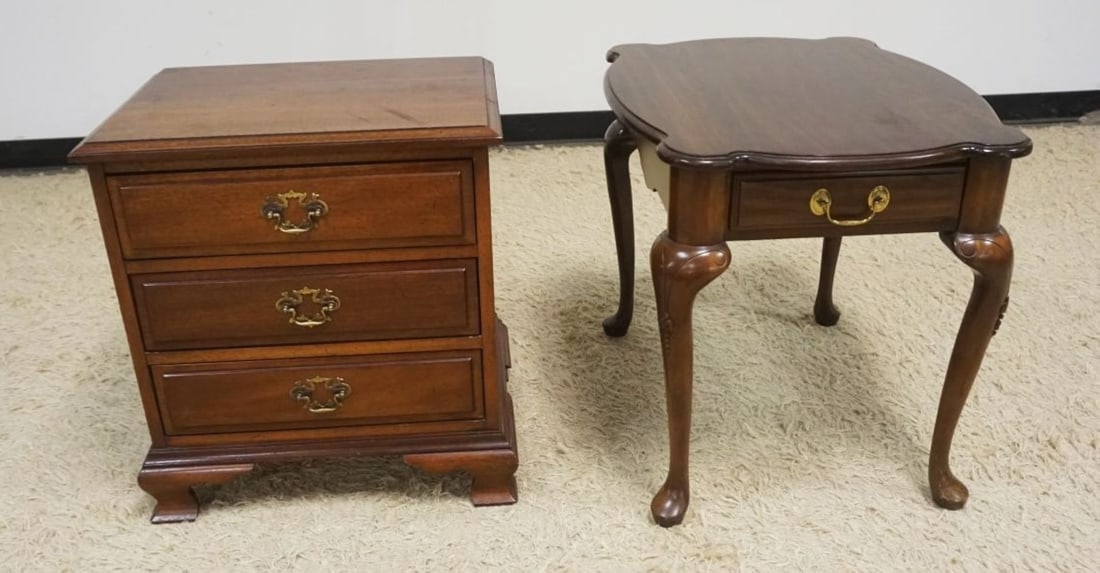 WALNUT LAMP TABLE AND MAHOGANY STAND (1 of 4)