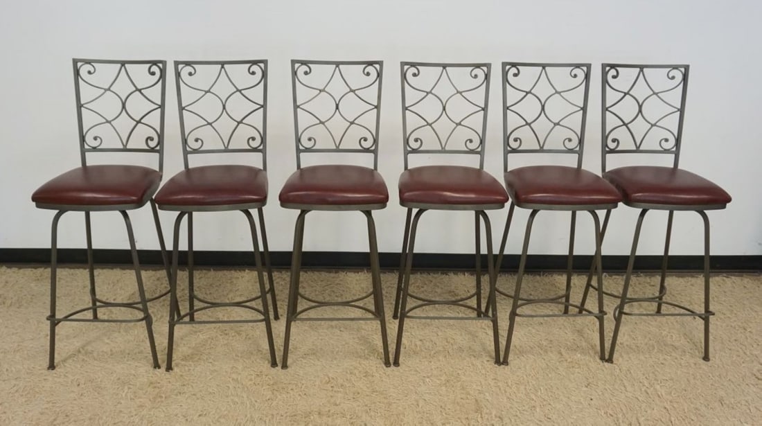 SET OF IRON HIGH BACK SWIVEL BAR STOOLS (1 of 5)