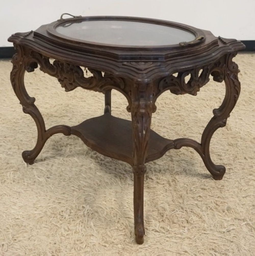 HEAVILY CARVED WALNUT SERVING TABLE - 3