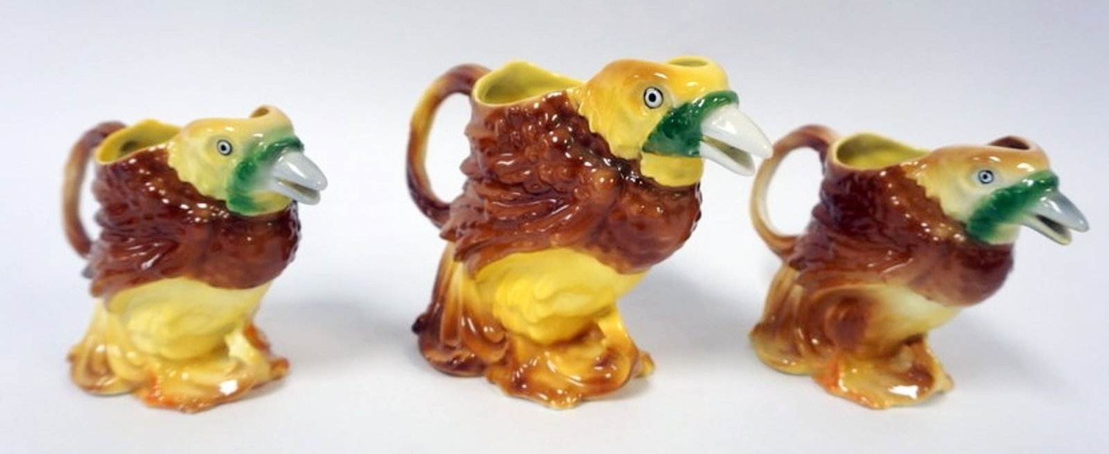 ROYAL BAYREUTH BIRD: ROYAL BAYREUTH BIRD CREAMERS, TALLEST APPROXIMATELY 5 IN HIGH