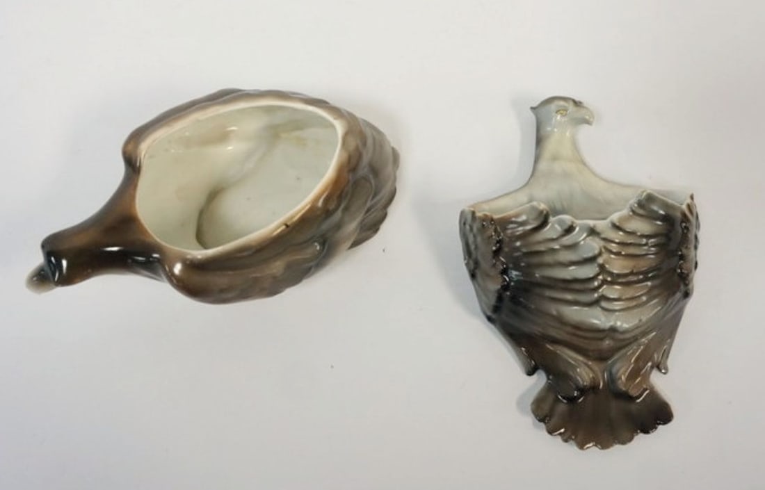 ROYAL BAYREUTH EAGLE: ROYAL BAYREUTH EAGLE WALL POCKET & DISH, LARGEST APPROXIMATELY 5 IN X 3 1/2 IN X 2 IN