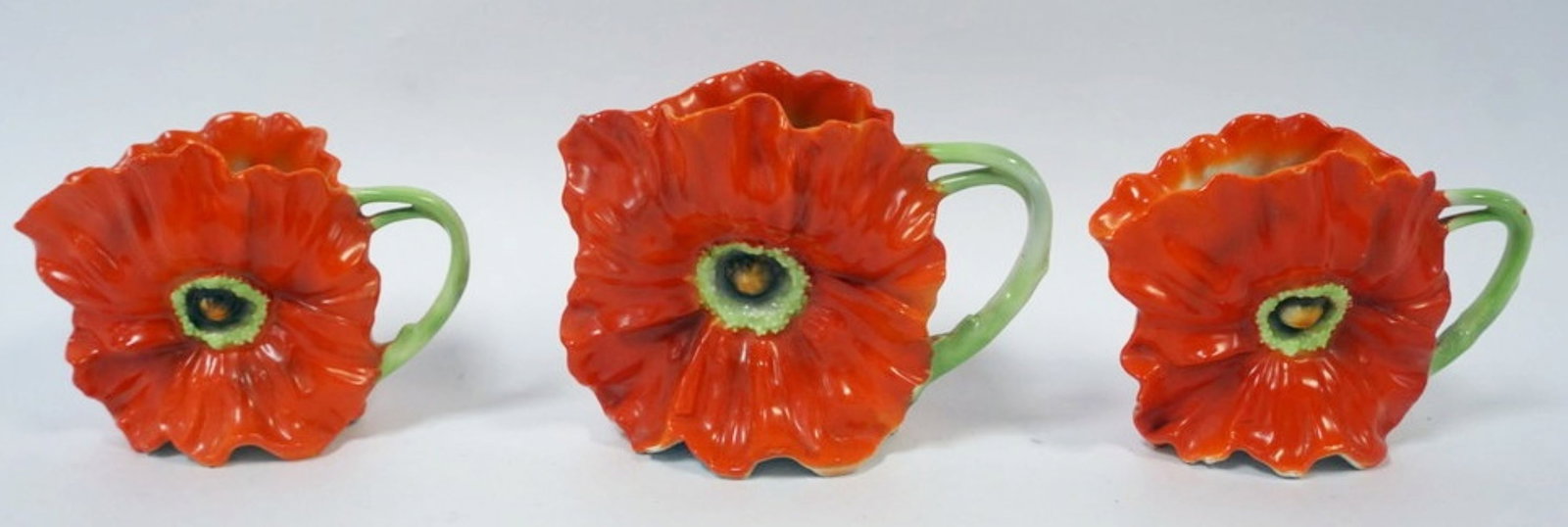 ROYAL BAYREUTH RED POPPY: ROYAL BAYREUTH RED POPPY CREAMERS, APPROXIMATELY 4 3/4 IN HIGH