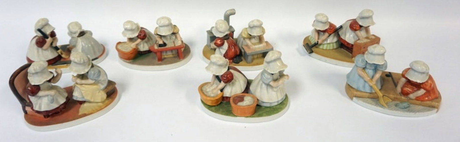 ROYAL BAYREUTH FIGURINES: ROYAL BAYREUTH FIGURINES, 7 EACH APPROXIMATELY 7 IN X 4 IN X 4 1/2 IN HIGH