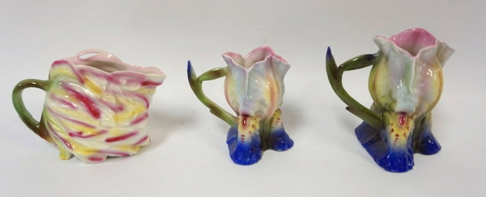 ROYAL BAYREUTH FLORAL: ROYAL BAYREUTH FLORAL CREAMERS, TALLEST APPROXIMATELY 5 1/4 IN HIGH