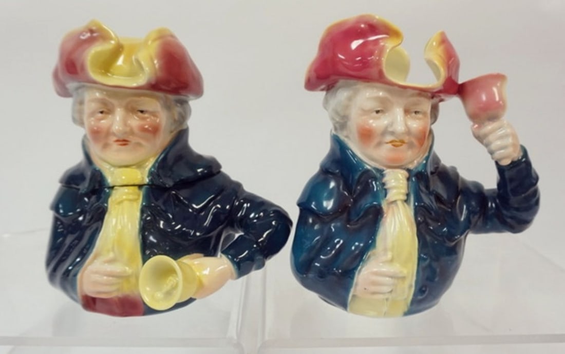 ROYAL BAYREUTH BELL RINGER: ROYAL BAYREUTH BELL RINGER TOBACCO JAR AND PITCHER, LARGEST PIECE APPROXIMATELY 7 3/4 IN