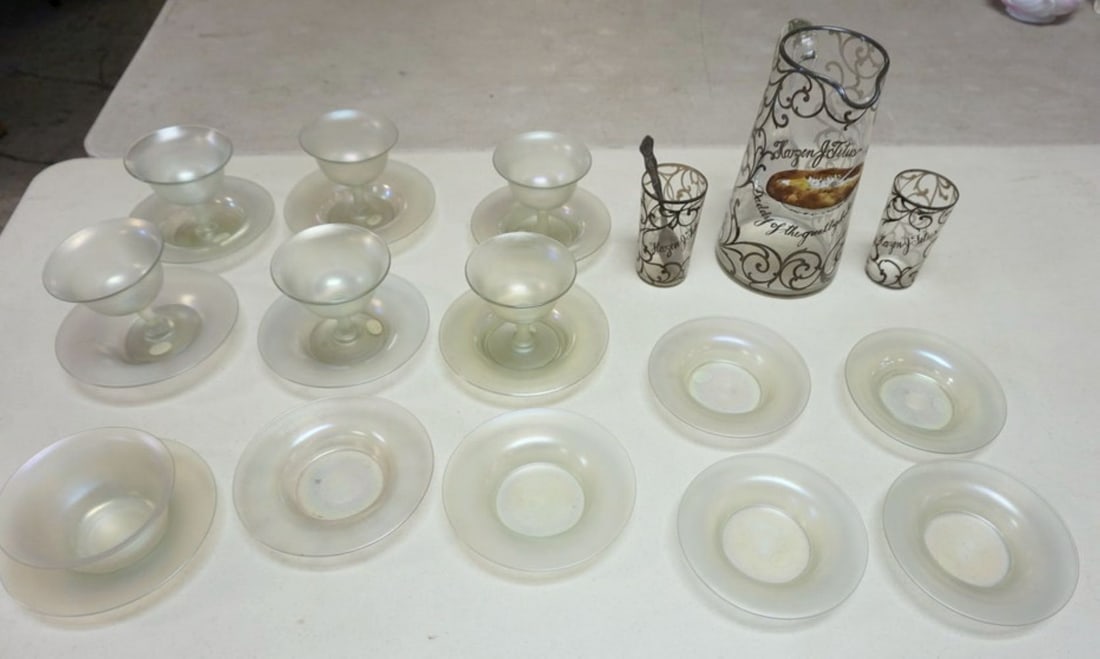 SILER OVERLAY PITCHER AND GLASSES (1 of 5)