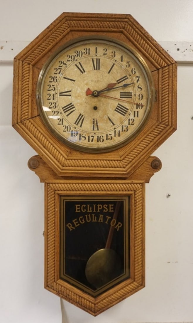 NEW HAVE ECIPSE CALENDAR CLOCK: NEW HAVEN *ECIPSE* CALENDAR CLOCK, APPROXIMATELY 18 IN X 5 IN X 33 IN H