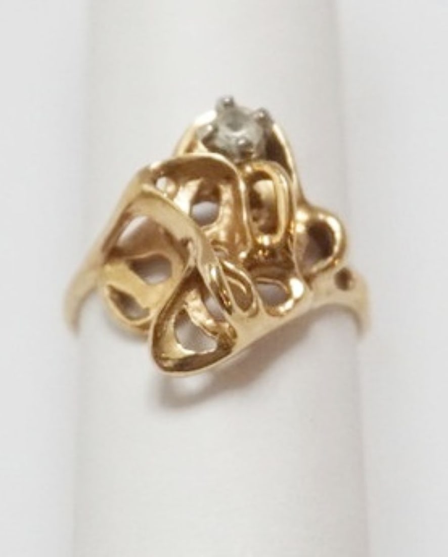 ANTIQUE 10 K CORNELIUS STONE RING: ANTIQUE CORNELIUS STONE 10 K RING, SIZE 4 3/4, 1.84 DWT INCLUDING STONE