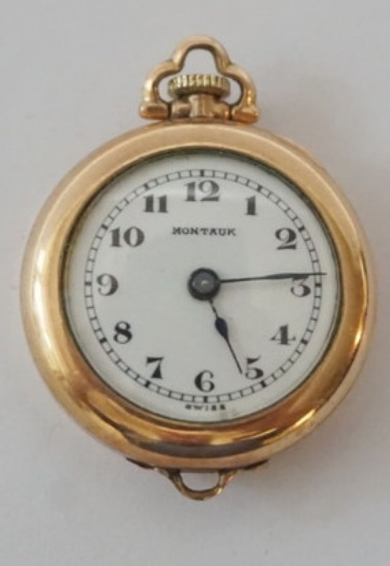 MONTAUK LADIES GOLD POCKET WATCH (1 of 4)