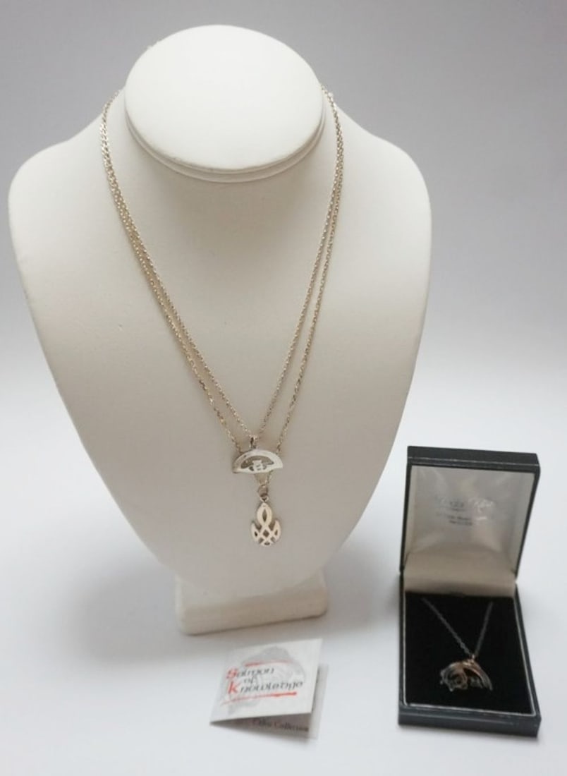 STERLING SILVER IRISH NECKLACES: 3 STERLING SILVER IRISH NECKLACES