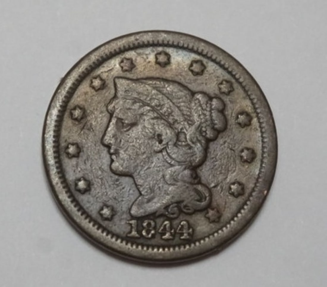 1844 LIBERTY BRAIDED HAIR LARGE CENT (1 of 2)