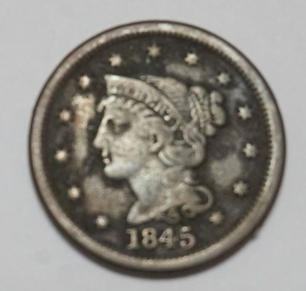 1845 LIBERTY BRAIDED HAIR LARGE CENT: 1845 LIBERTY BRAIDED HAIR LARGE CENT