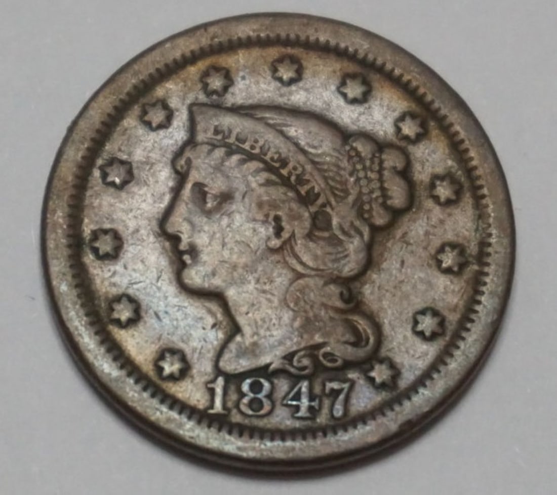 1847 LIBERTY BRAIDED HAIR LARGE CENT (1 of 2)