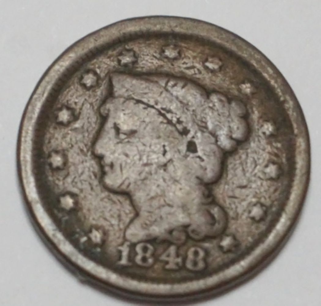 1848 LIBERTY BRAIDED HAIR LARGE CENT: 1848 LIBERTY BRAIDED HAIR LARGE CENT