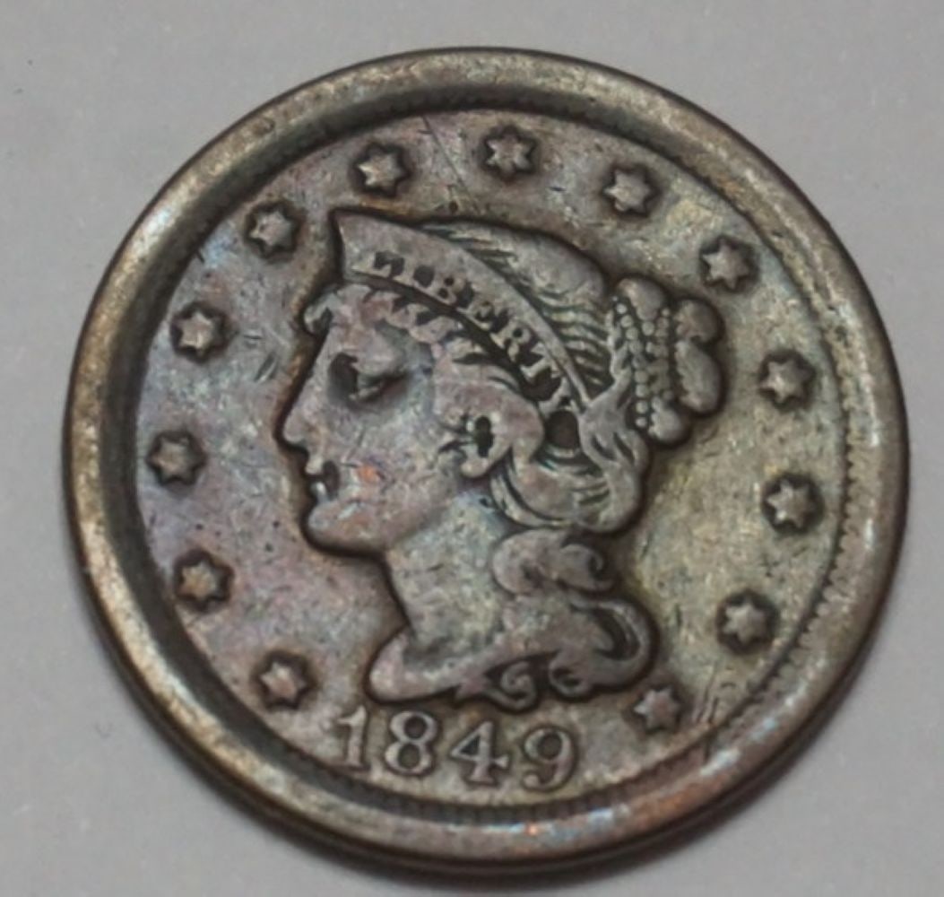 1849 LIBERTY BRAIDED HAIR LARGE CENT: 1849 LIBERTY BRAIDED HAIR LARGE CENT