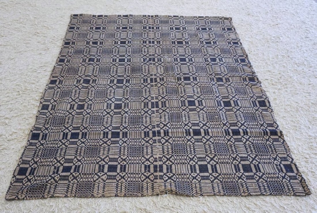 ANTIQUE HAND WOVEN COVERLET (1 of 4)