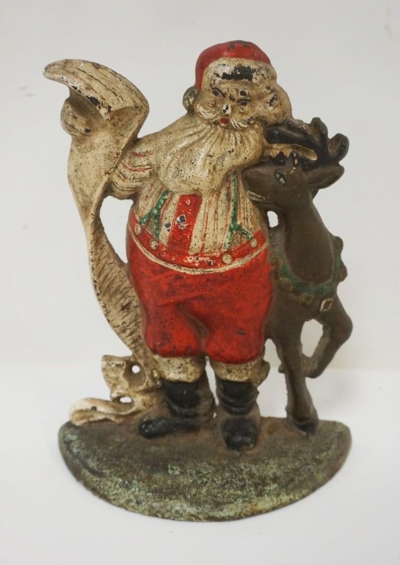 CAST IRON SANTA & REINDEER DOOR STOP (1 of 2)