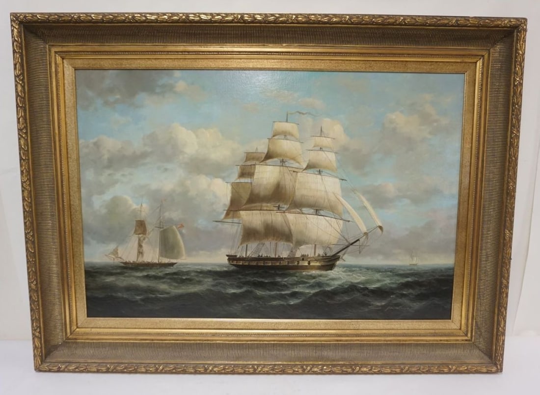 OIL ON CANVAS IMAGE OF SAILING SHIPS (1 of 8)