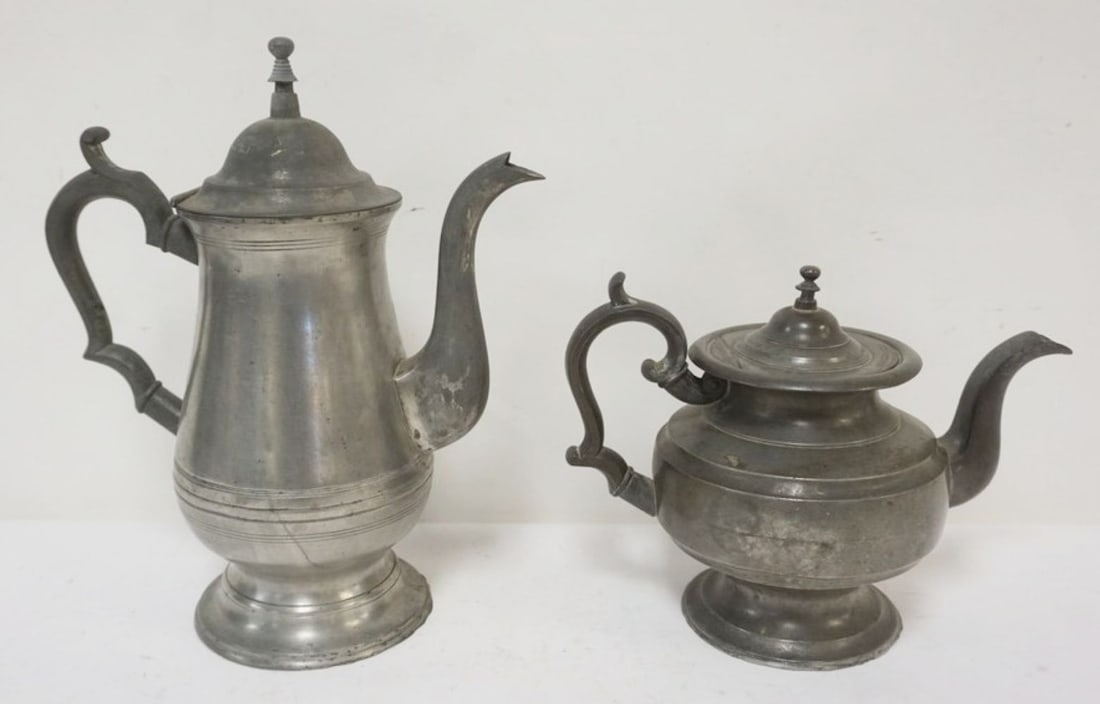ROSWELL GLEASON PEWTER TEA POTS (1 of 5)