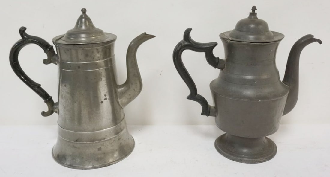 EARLY AMERICAN PEWTER TEA POTS (1 of 6)