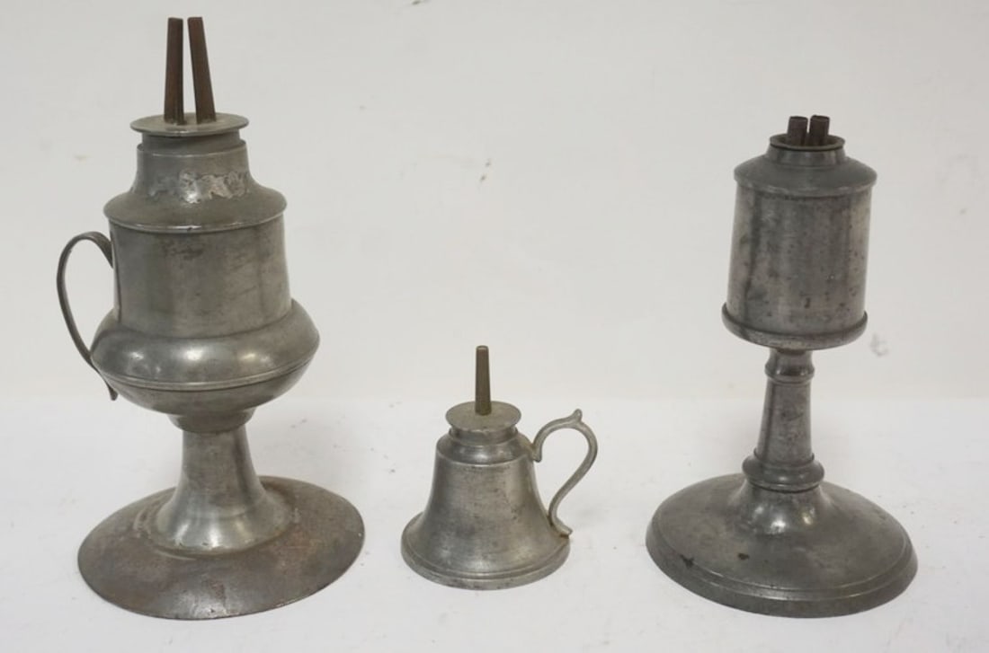 PEWTER OIL LAMPS (1 of 3)