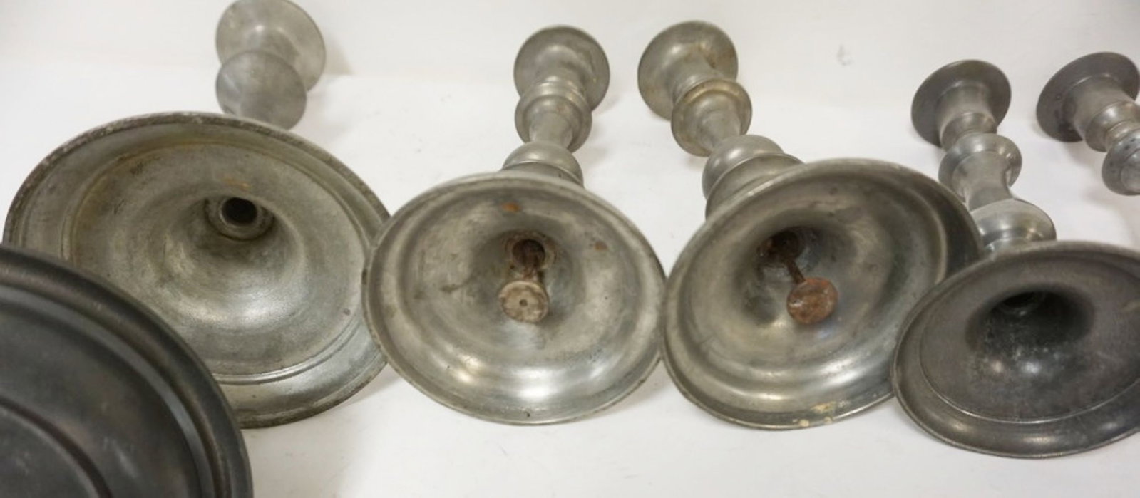 PEWTER CANDLESTICKS - 4