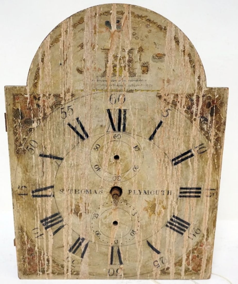 WOOD CASE CLOCKS FACE AND WORKS (1 of 3)