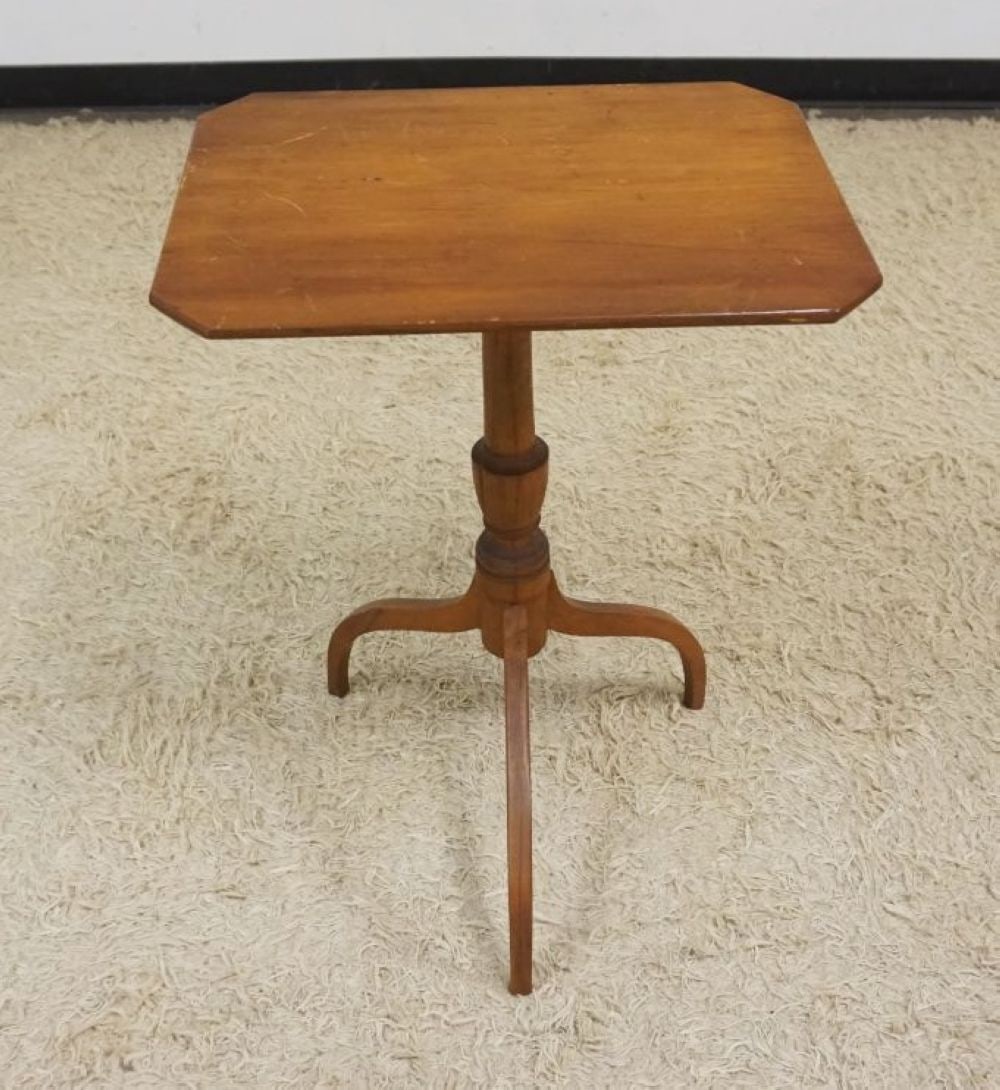 ANTIQUE PINE SPIDER LEG CANDLE STAND (1 of 5)