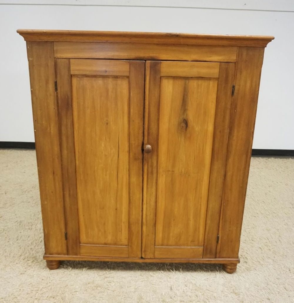 COUNTRY PINE & POPLAR 2 DOOR JAM CUPBOARD: COUNTRY PINE & POPLAR 2 DOOR JAM CUPBOARD, APPROXIMATELY 20 IN X 50 IN X 57 IN HIGH