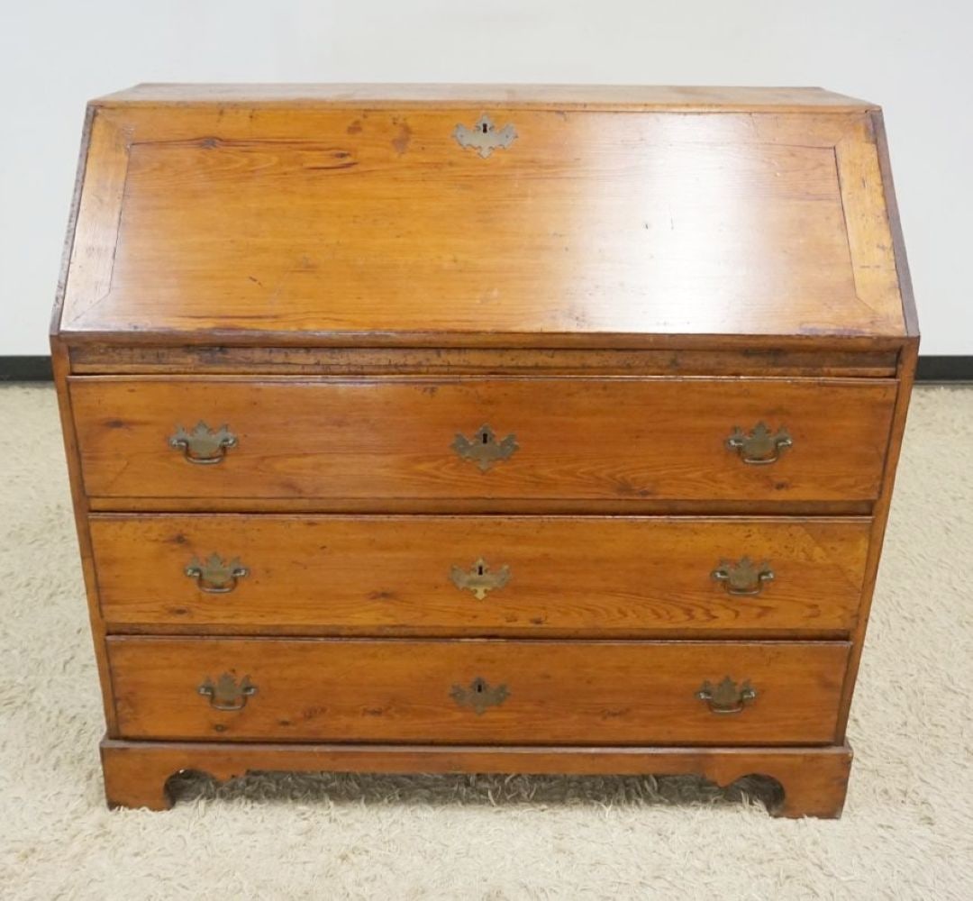 ANTIQUE PINE SLANT FRONT SECRETARY DESK (1 of 6)