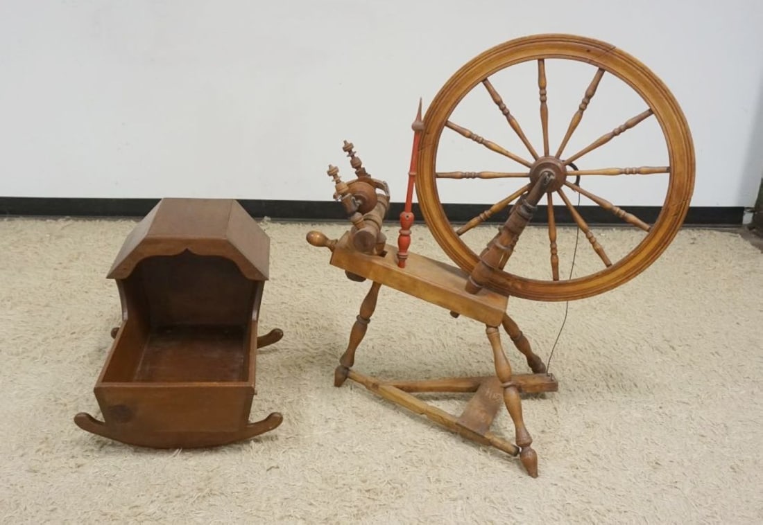SPINNING WHEEL AND CRADLE (1 of 3)