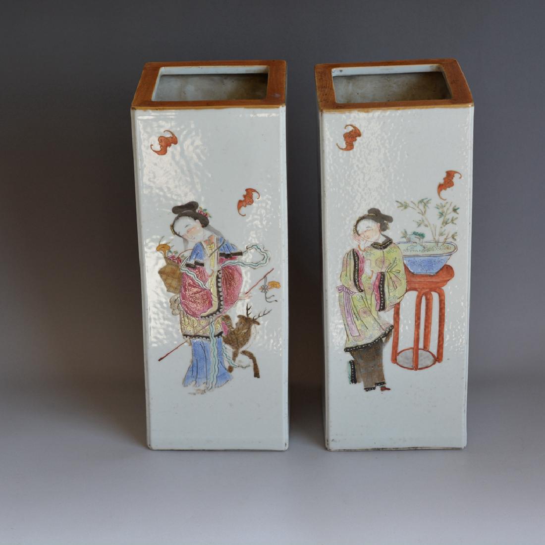 Pair Antique Chinese Porcelain Famille Rose Vases (1 of 10)