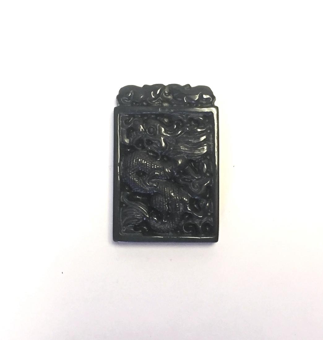 Chinese Carved Jadeite Dragon Pendant (1 of 4)