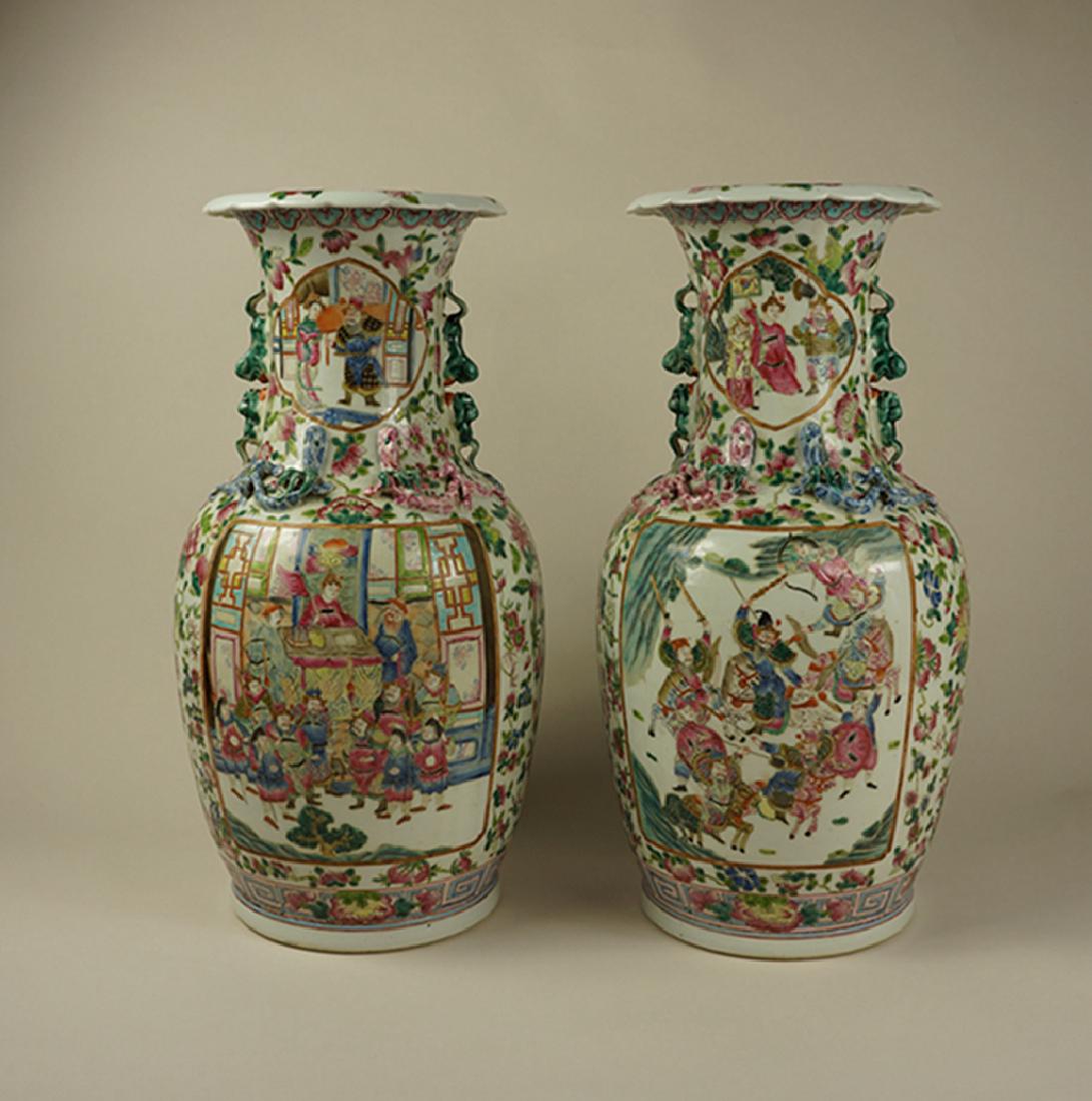 Pair Large Chinese Porcelain Famille Rose Vases (1 of 10)