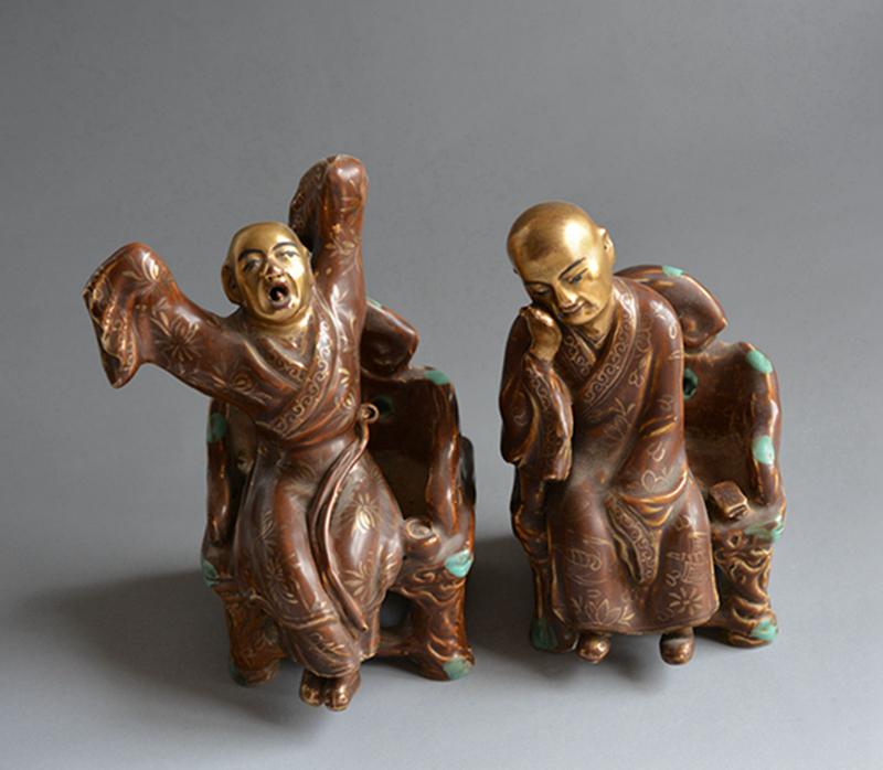 Two Chinese Porcelain Famille Rose Rohan statues (1 of 8)