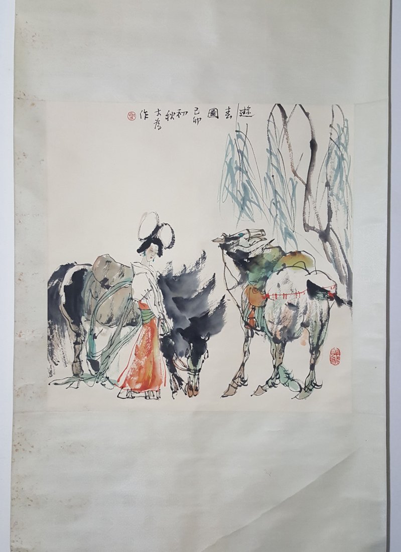 Chinese Scroll Painting，Liu Dawei(1945-): Chinese Scroll Painting，Liu Dawei(1945-)is a famous Chinese painting master.Painting net size：Height68cm ,Wide 67cm.Very good condition，refer to the many pictures. If you have que